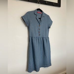 Pyne & Smith Georgia stripe blue linen dress size XS